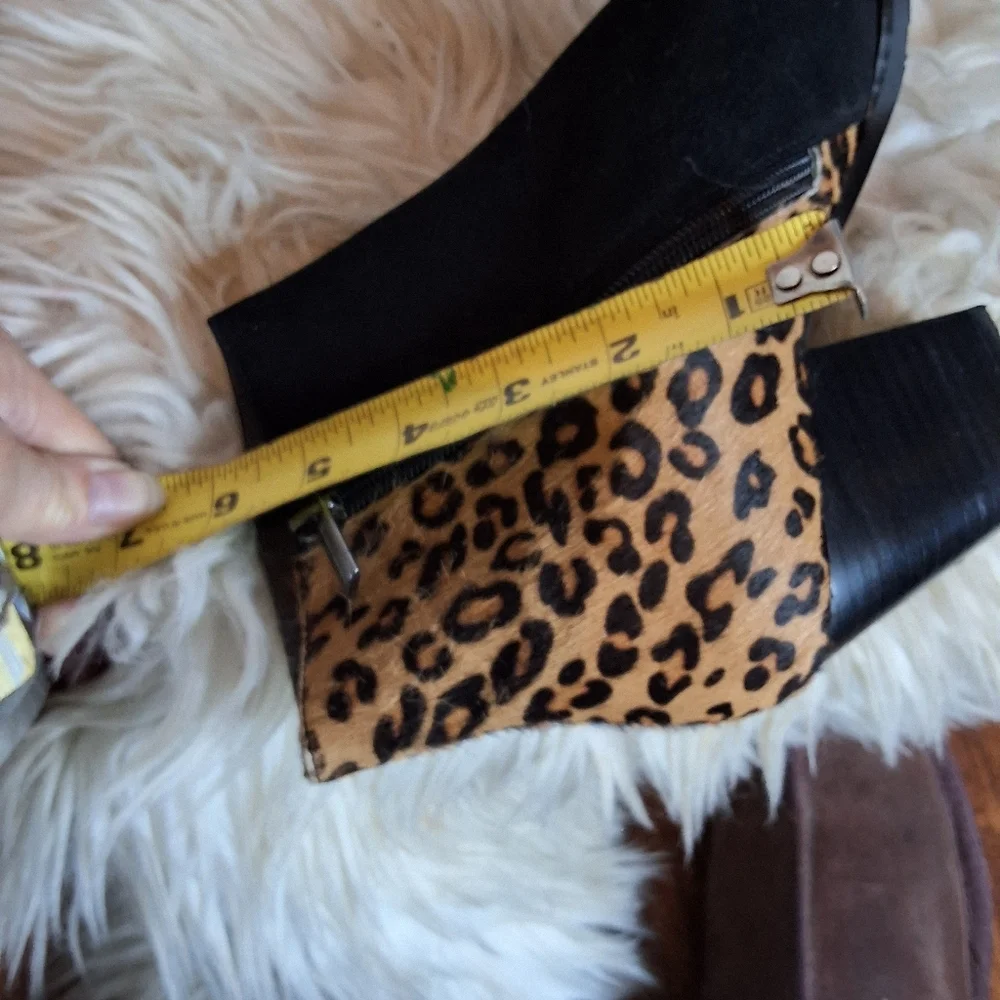 Sacha London Soft Black  & Leopard Ankle Boots 8 - Picture 10 of 12